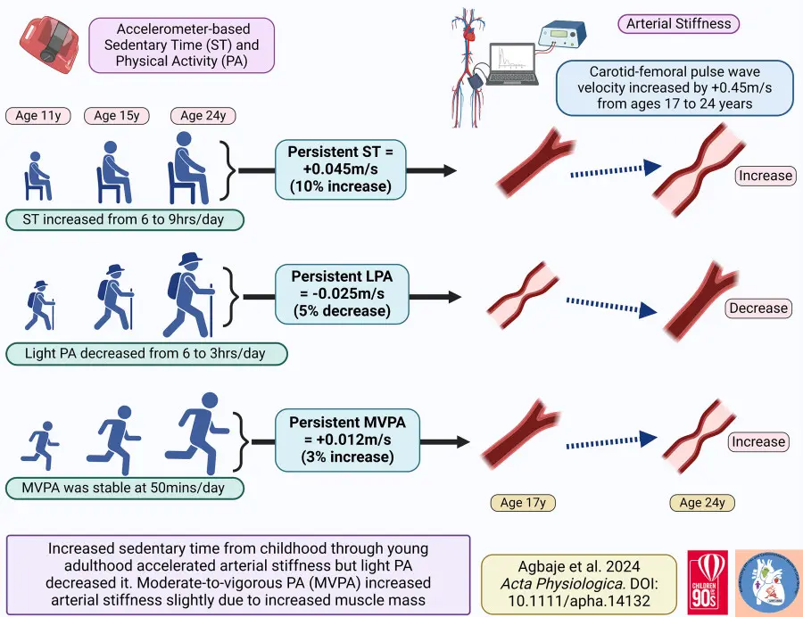 Childhood sedentariness accelerates premature vascular damage